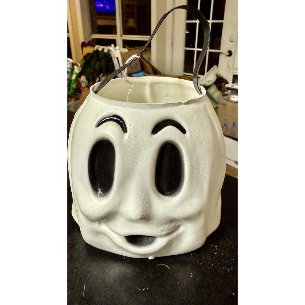 Vintage Halloween Empire Blow Mold Ghost Face Candy Bucket Pail with Handle